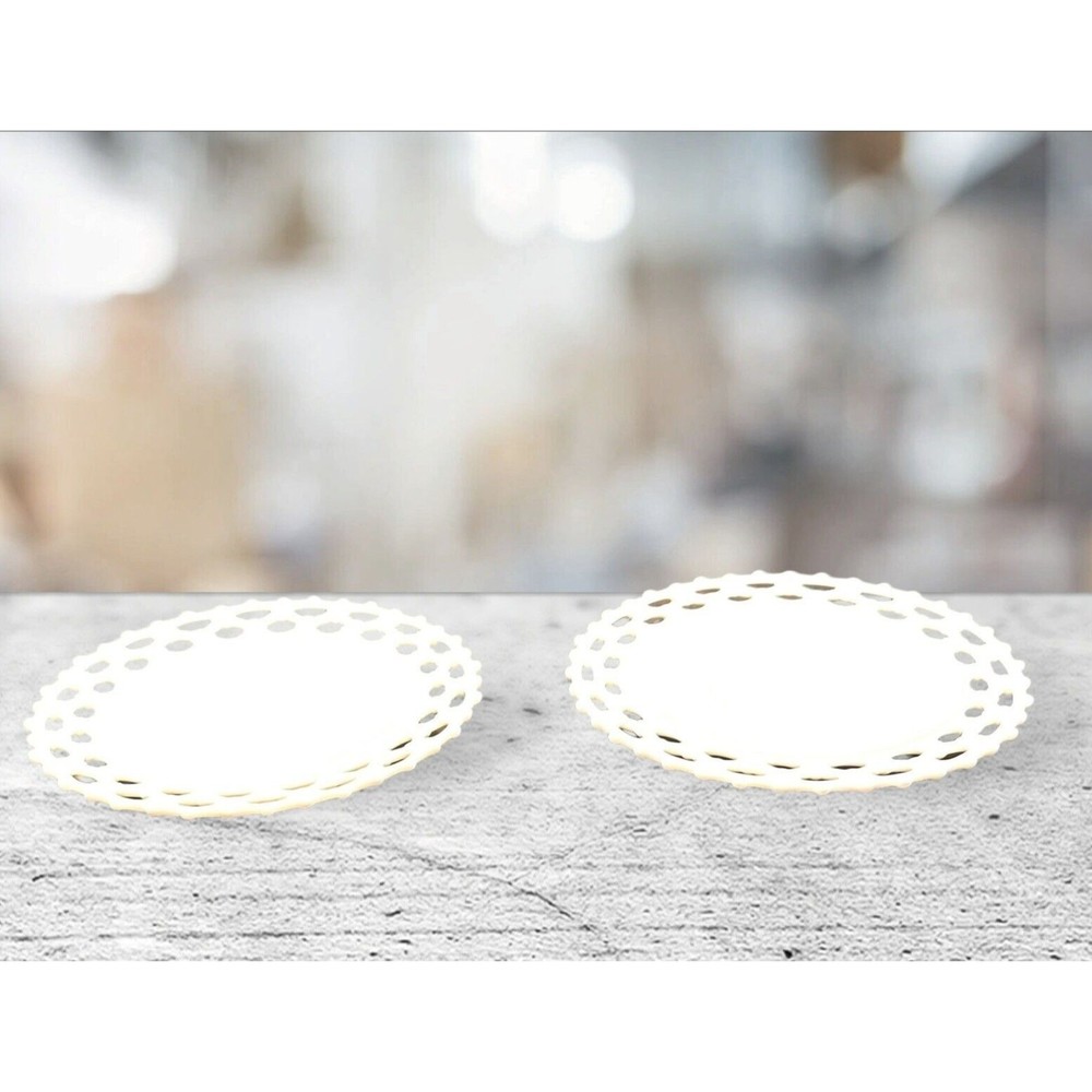 Set 2 White Milk Glass Doric Open Lace Edge Plate Platter  Milkglass 11" Footed